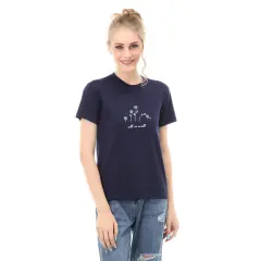 Hamlin Genevie T-Shirt Kaos Kasual Wanita All Is Well Short Sleeve Material Cotton Combed ORIGINAL - Navy