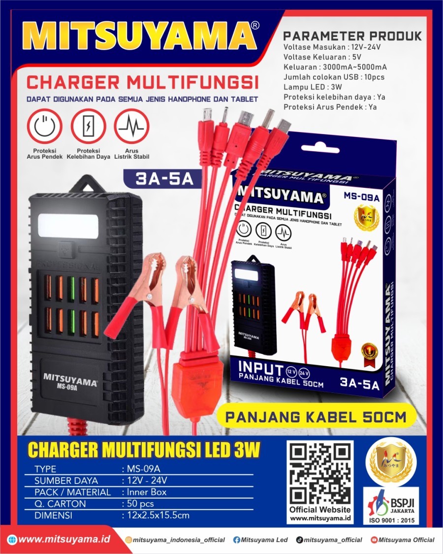 Win Grosir - Alat Charger Multi Mitsuyama MS-09A Jepit Aki 10 USB Port Emergency Harga 35,000 rupiah*Gratis Ongkir