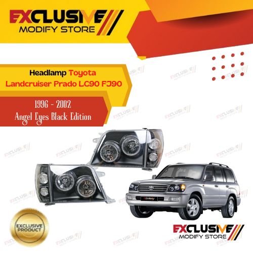 Toyota LC Prado LC90 fj90 1996-2002 headlamp Angel Eyes Black Edition Harga 3,950,000 rupiah*Gratis Ongkir