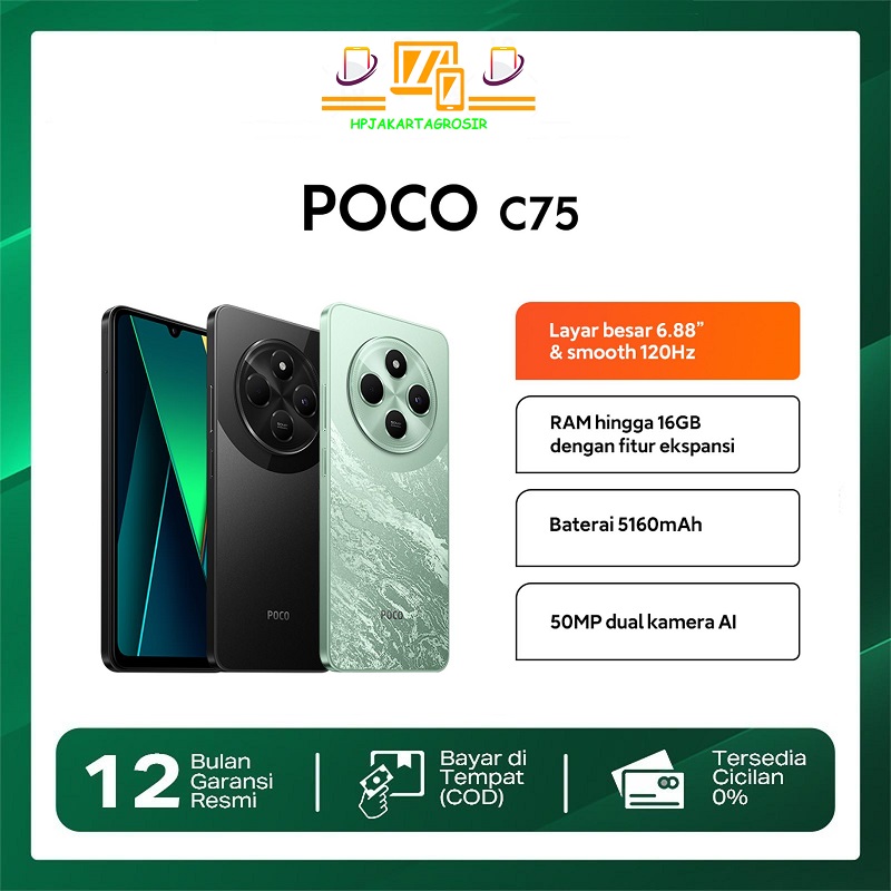 Poco C75 (6/128Gb) (8/256Gb) | 6.88" Screen | 50Mp Ai. | 18W Fast Charging | Nfc Harga  1,357,000 Ringgit*Penghantaran Percuma