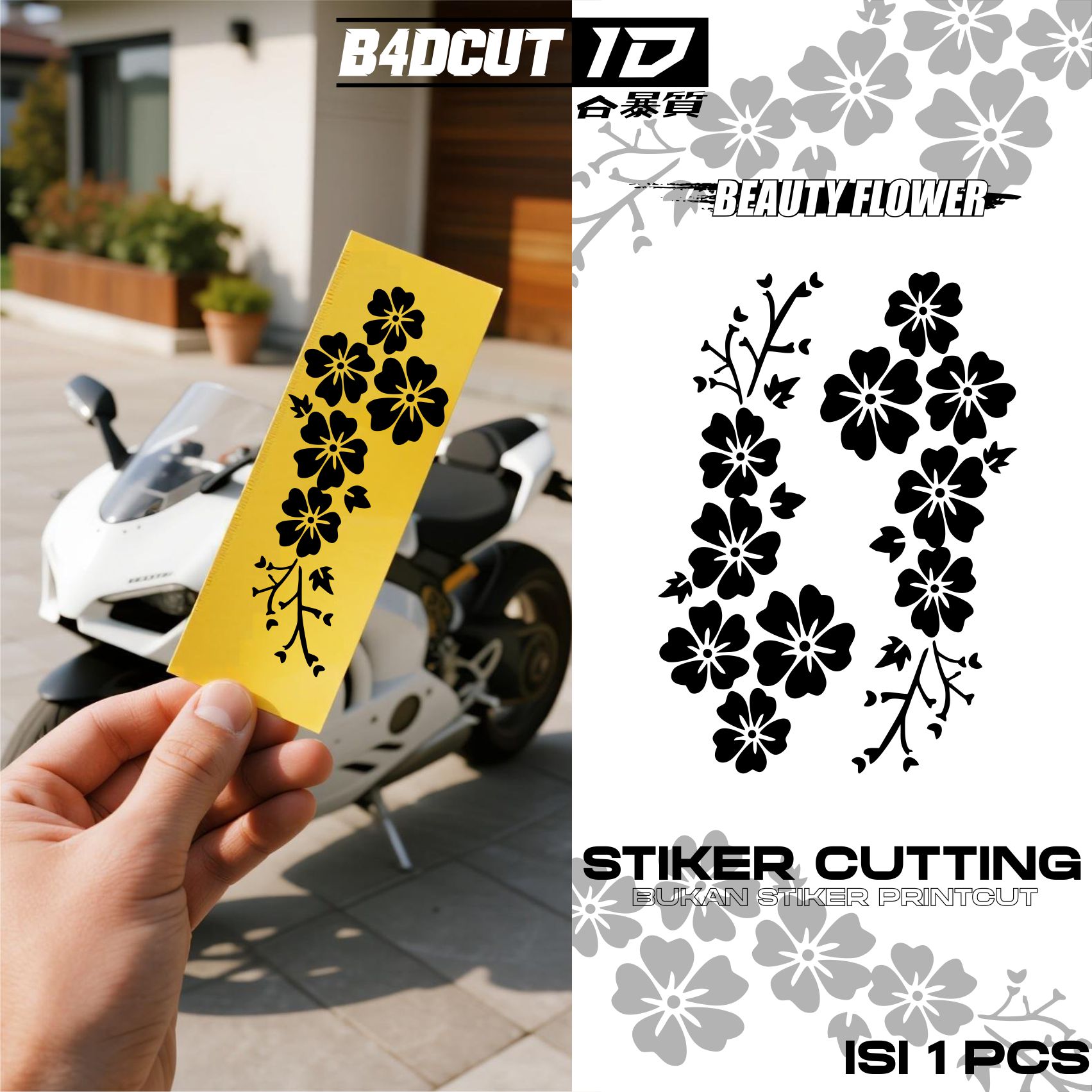 Tribal Flower Cutting Stickers Waterproof Reflective Sheet Motorcycle Helmet Car Accessories Harga 8,000 rupiah*Gratis Ongkir