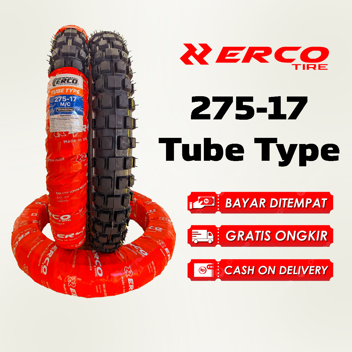 ERCO tire outdoor motorcycle tire ring 17 nontubeless cross tofu 275-17 for rear tire wear inner tube Harga 157,526 rupiah*Gratis Ongkir