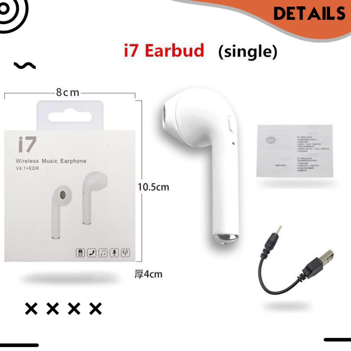 Headset Bluetooth i7 Earphone Single 