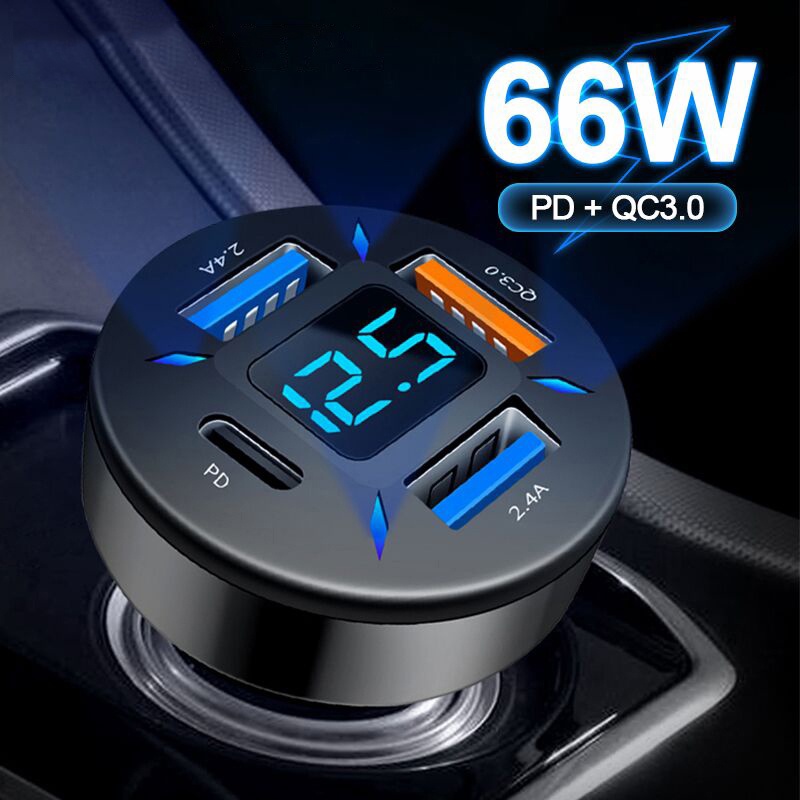 66W 4 Ports USB Car Charger Adapter Fast Pd Quick Charge 3.0 Charger Harga 32,000 rupiah*Gratis Ongkir