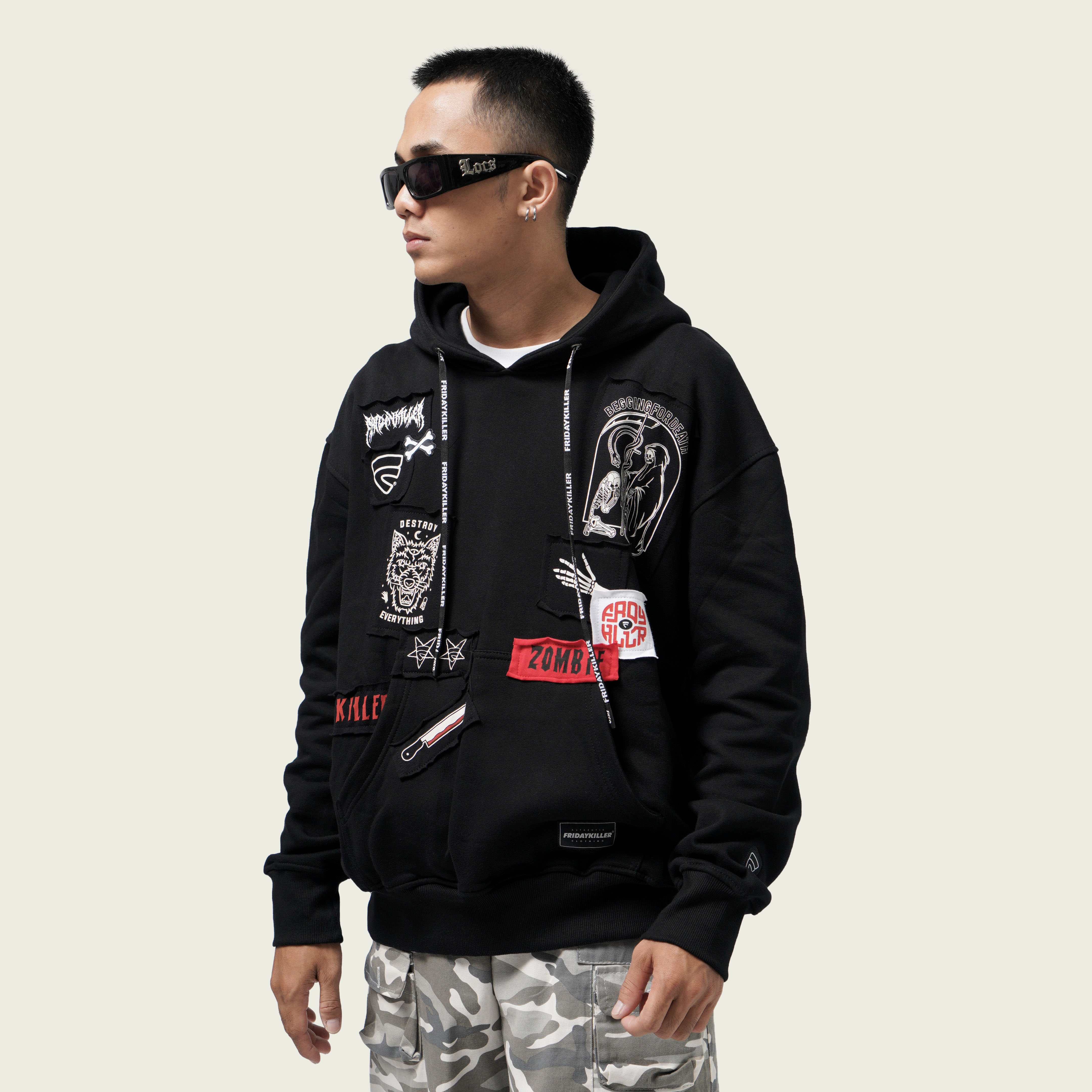 JAKET HOODIE DESAIN PATCH FRIDAY KILLER PATCHY BLACK HOODIE