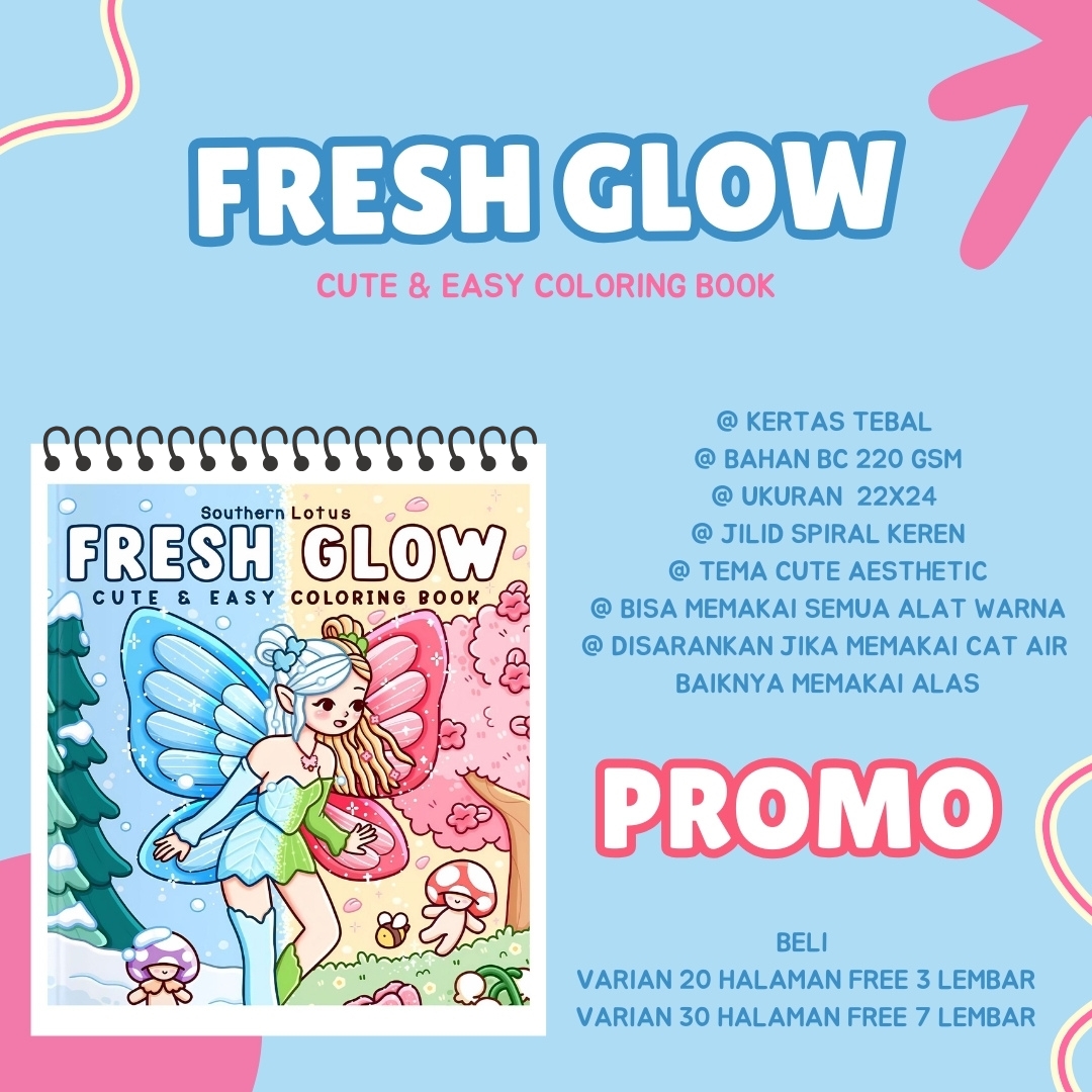 Fresh Glow Cute And Easy Coloring Book Southern Lotus Buku Mewarnai Untuk Dewasa Dan Anak Kertas Super…