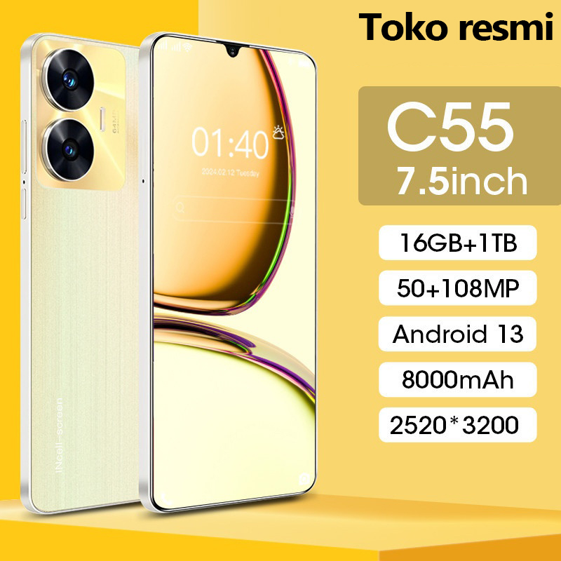 [Buy 1 get 6 + cod] new original HP C55 Android smart phone 16GB + 512GB ram 7.5 inch 6800mAh cheap smartphone for students learning gaming smartphone official authentic guarantee clearance cheapest smartphone promotions Harga 949,000 rupiah*Gratis Ongkir