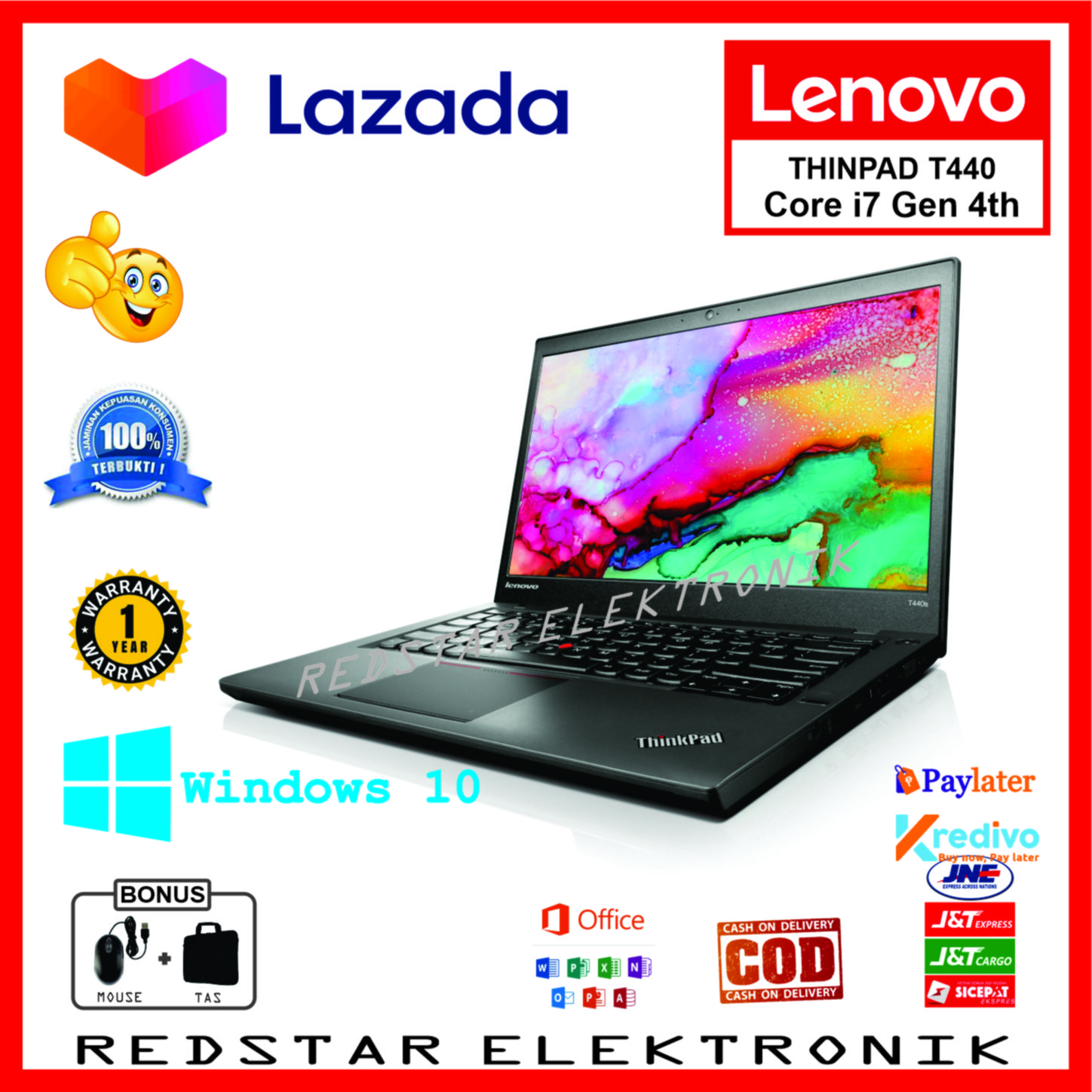Laptop Murah! Lenovo Thinkpad T440 Core i7 i5 Gen 4th RAM 16GB/512GB SSD  BERGARANSI!
