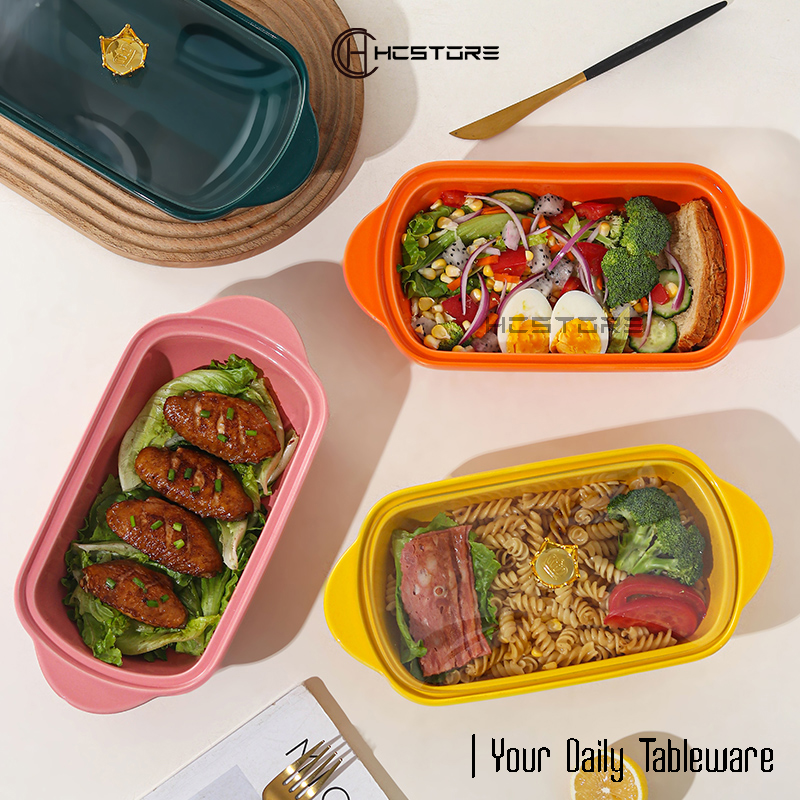 Hcstore One Single Ceramic Buffet Plate with Glass Lid Crown Size 30cm Heat Resistant Microwave Safe K…