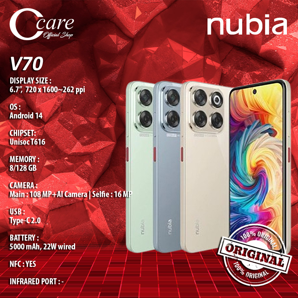Nubia V70 DESIGN 8/256GB (GARANSI RESMI) Harga  1,550,000 Ringgit*Penghantaran Percuma