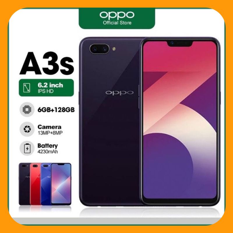 [New] Oppo A3S Hp Ram 6/128g 1 Year Warranty [,Android 10, Coloros 7.2 , Hd+ Eye-Care Display] Harga 595,000 rupiah*Gratis Ongkir