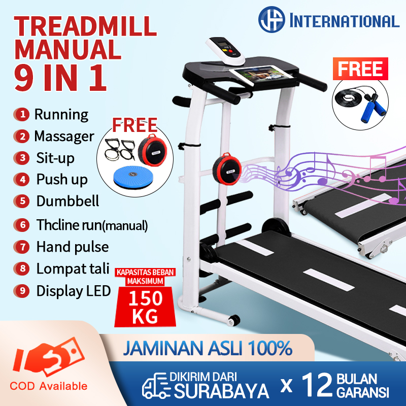 Treadmill Manual MultiFungsi Treadmill 7 in 1-Alat Fitness Termurah mesin Lari Olahraga Gym Fitness Cardio Alat Fitness JF CABANG SURABAYA Harga  899,000 rupiah*Gratis Ongkir