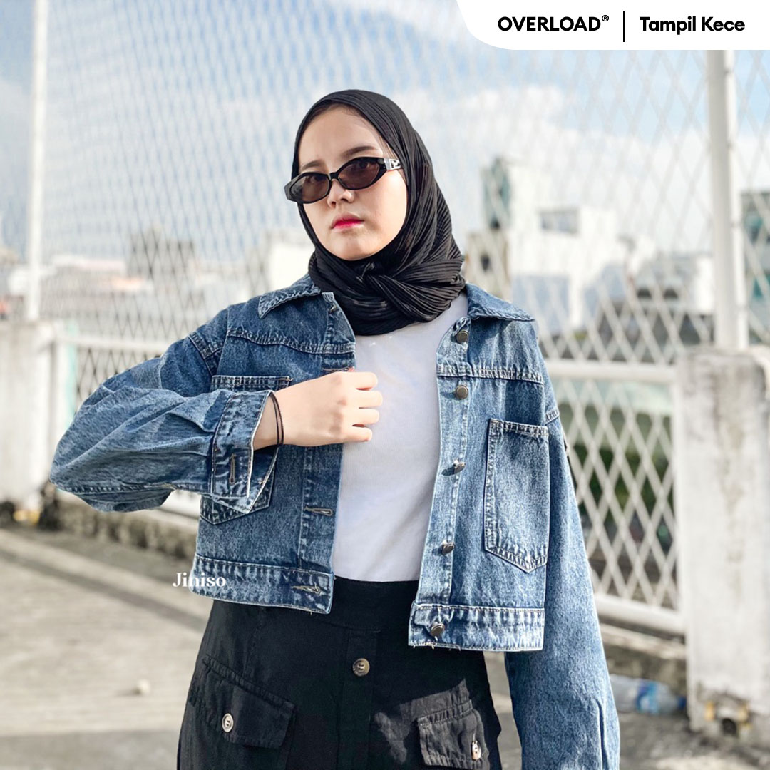 ootd jaket crop style jaket jeans oversize
