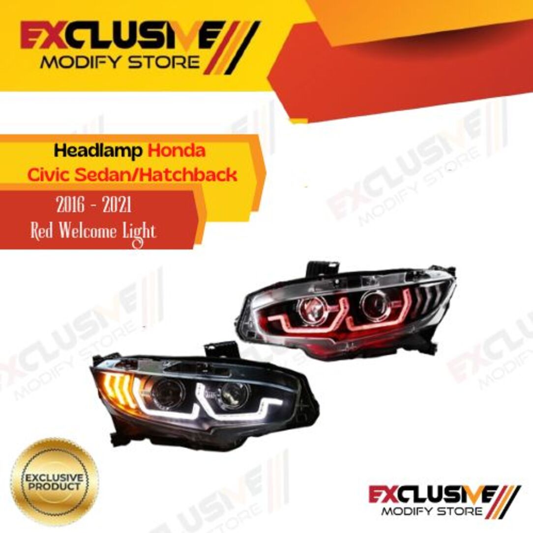 Headlamp Honda Civic sedan/hatchback Red welcome light 2016 - 2021 Giá 13,000,000 Đồng*Miễn phí vận chuyển