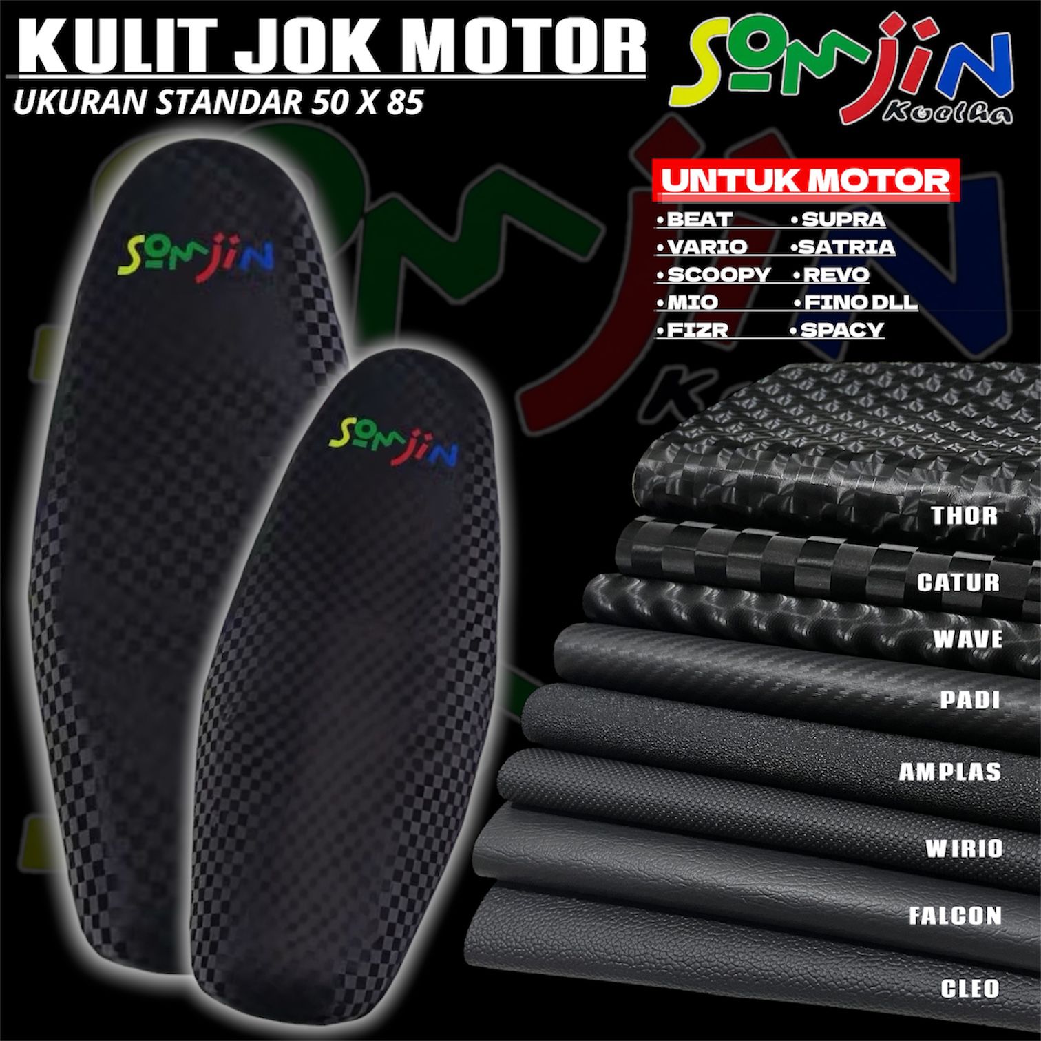 Motorcycle Seat Leather Cover/Standard Motorcycle Seat Size 50X85 Ready to Install Latest Motif Universal for All Motorbikes Harga 30,000 rupiah*Gratis Ongkir