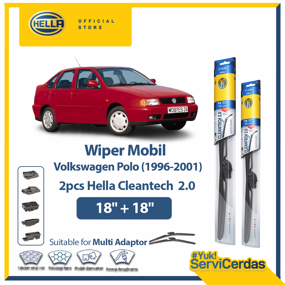 Wiper Mobil VW POLO 1996-2001 (18”+18”) - HELLA Cleantech 2.0 Harga 317,201 rupiah*Gratis Ongkir