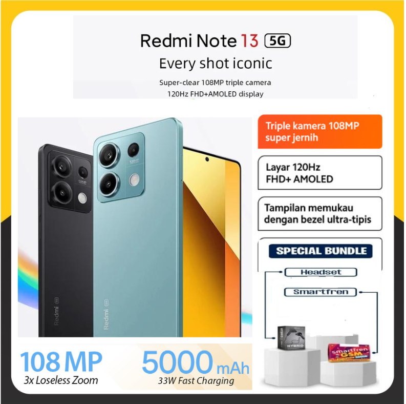 Xiaomi Redmi Note 13 5g & 4g - 8/256Gb - 108Mp - 120Hz Amoled Warranty - Promo Harga  1,850,000 Ringgit*Penghantaran Percuma