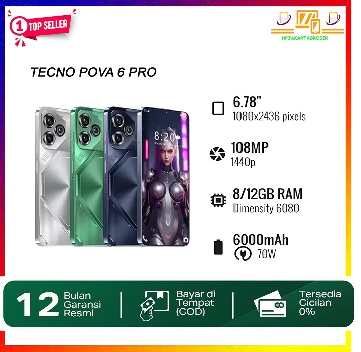 Tecno Pova 6 Pro - 12/256Gb Ram - Dimensity 6080 Harga 3,050,000 Ringgit*Penghantaran Percuma