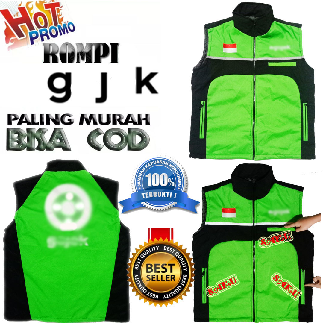 Gojek motorcycle vest fluorescent green with polo collar and drawstring-hot selling riding gear Harga 58,500 rupiah*Gratis Ongkir