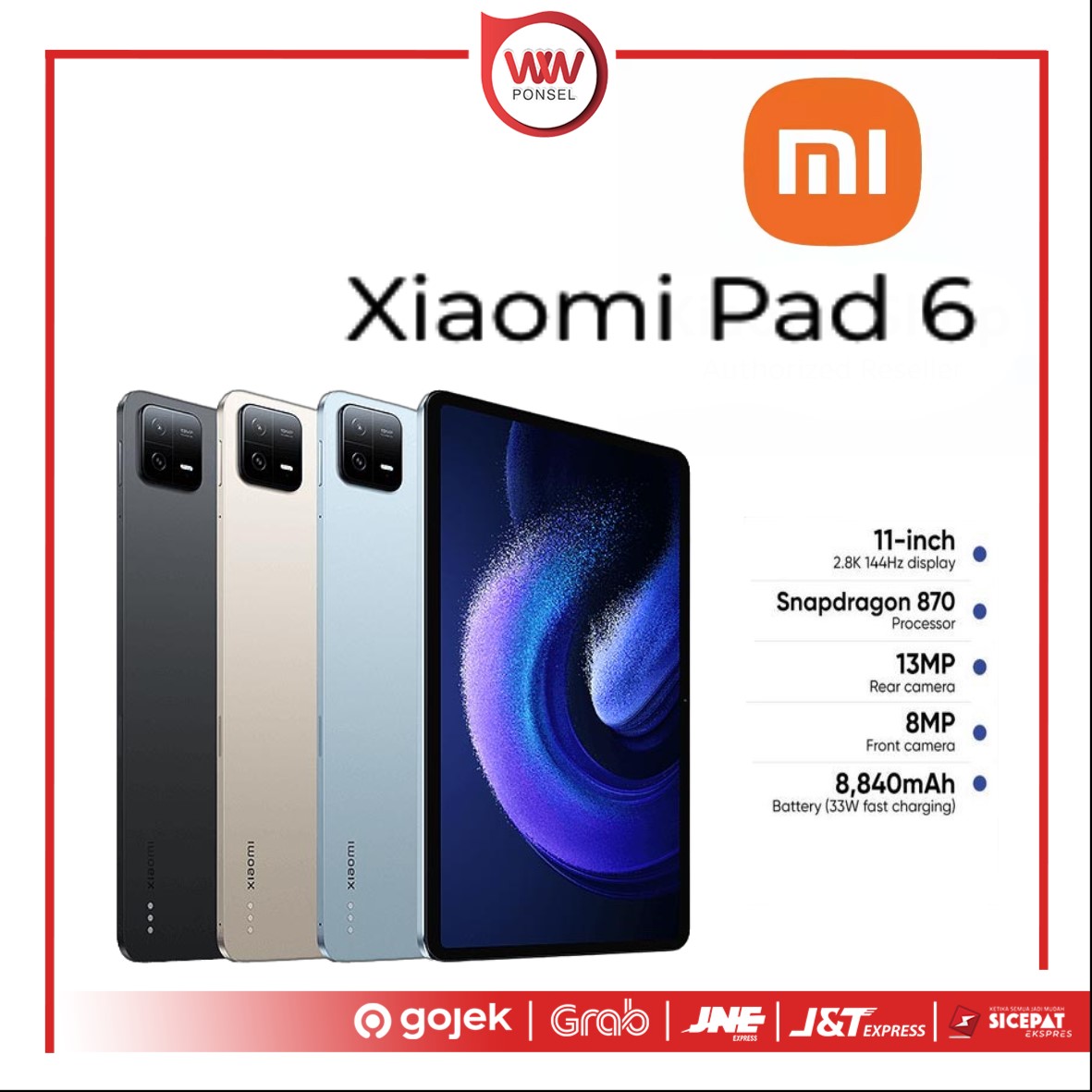 Tablet Xiaomi Pad 6 Ram 8GB Internal 256GB Garansi Resmi Harga 5,100,000 rupiah*Gratis Ongkir