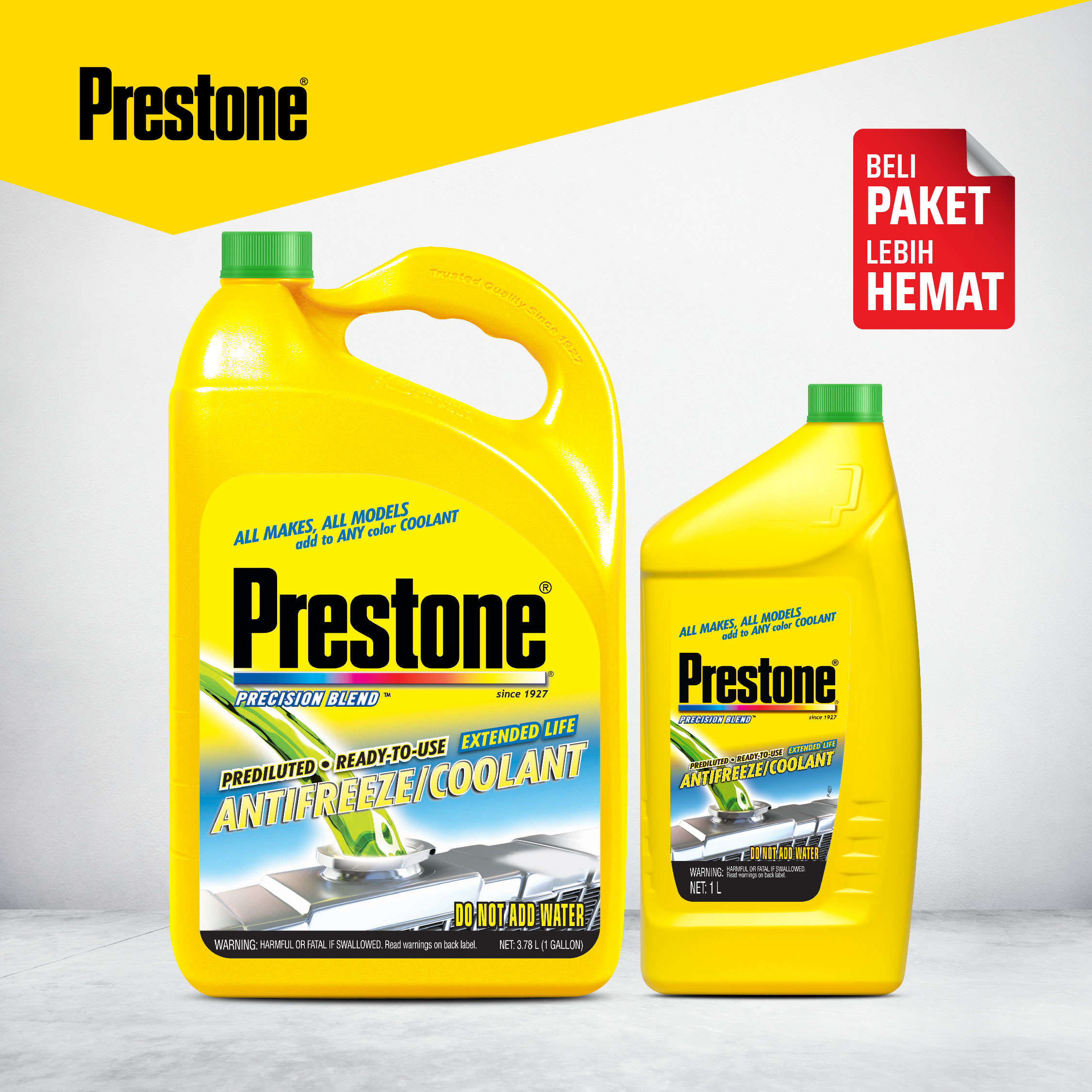 Prestone [Bundle] Ready to Use Green 3.78L + 1L Radiator Water Ready to Use Vehicle Care for Cars and Motorcycles Harga 178,640 rupiah*Gratis Ongkir