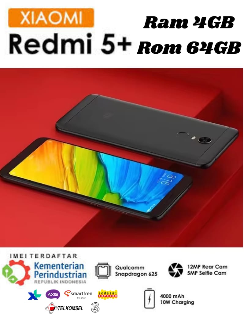 REDMI 5+ XIAOMI RAM 4GB/64GB JARINGAN 4G Harga  575,000 Ringgit*Penghantaran Percuma
