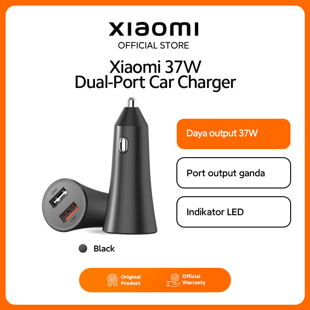 Xiaomi 37W Pengisi Daya Mobil Port Ganda Indikator LED Moonlight Pengisian Daya Cepat | Car Charger Harga 109,000 rupiah*Gratis Ongkir