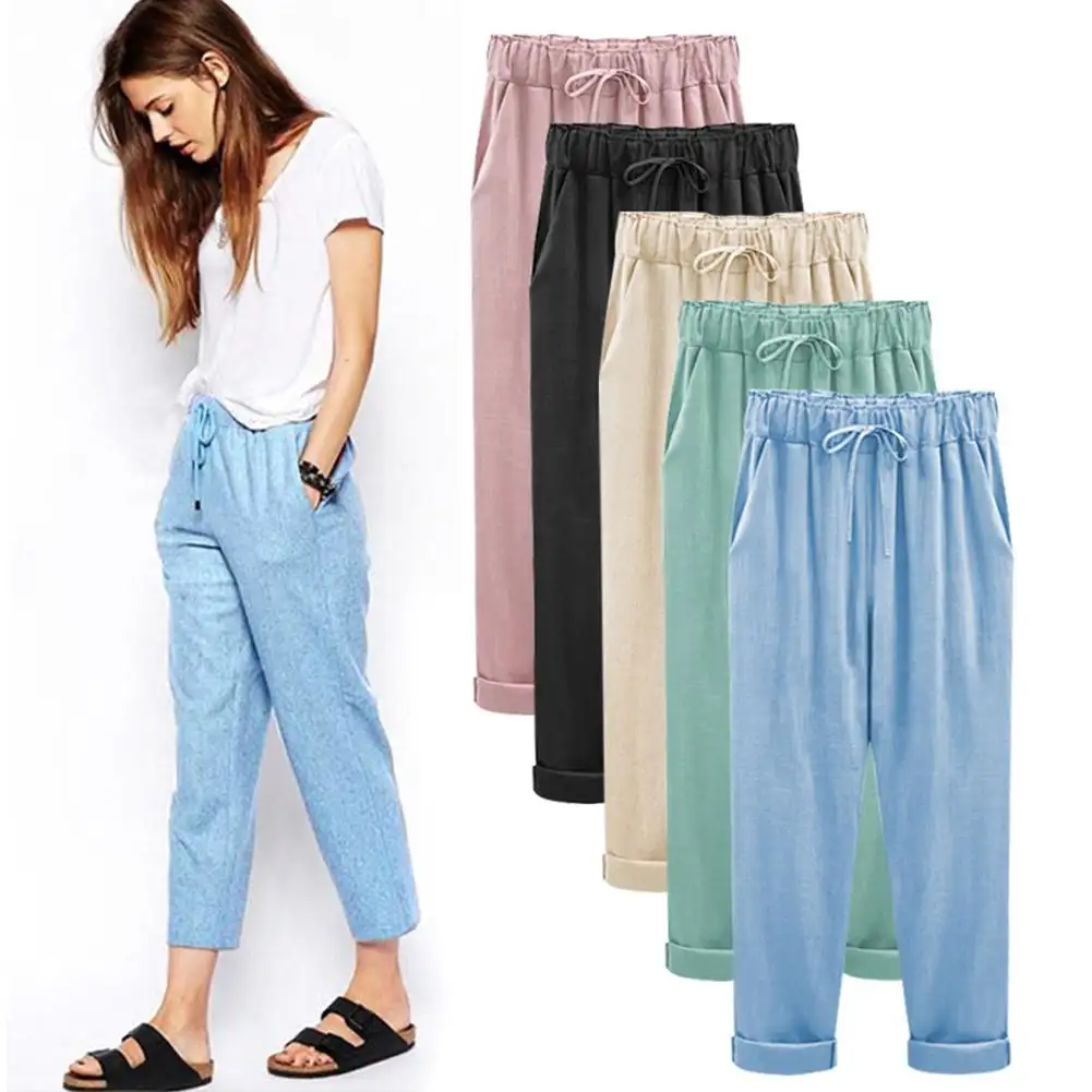 plus size linen crop pants