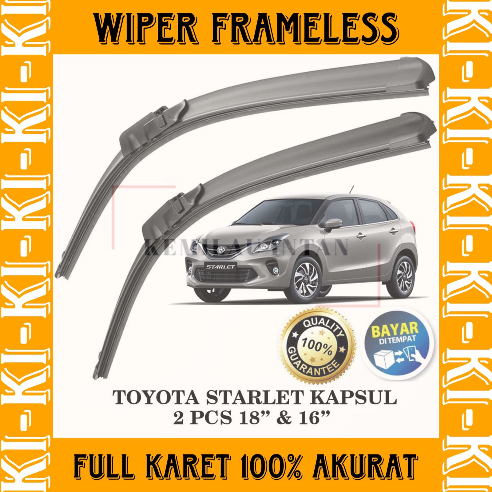 Wiper Frameless Toyota Starlet Wiper Frameless Full Karet Anti Baret Kemilau Intan Giá 49,000 Đồng*Miễn phí vận chuyển