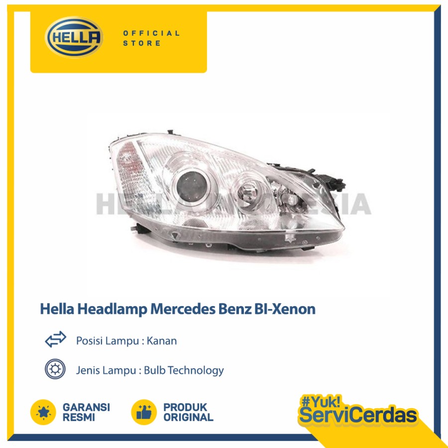 Headlamp Mobil Hella Mercedes Benz (Kanan) BI-Xenon - Lampu Depan Harga 9,600,000 rupiah*Gratis Ongkir