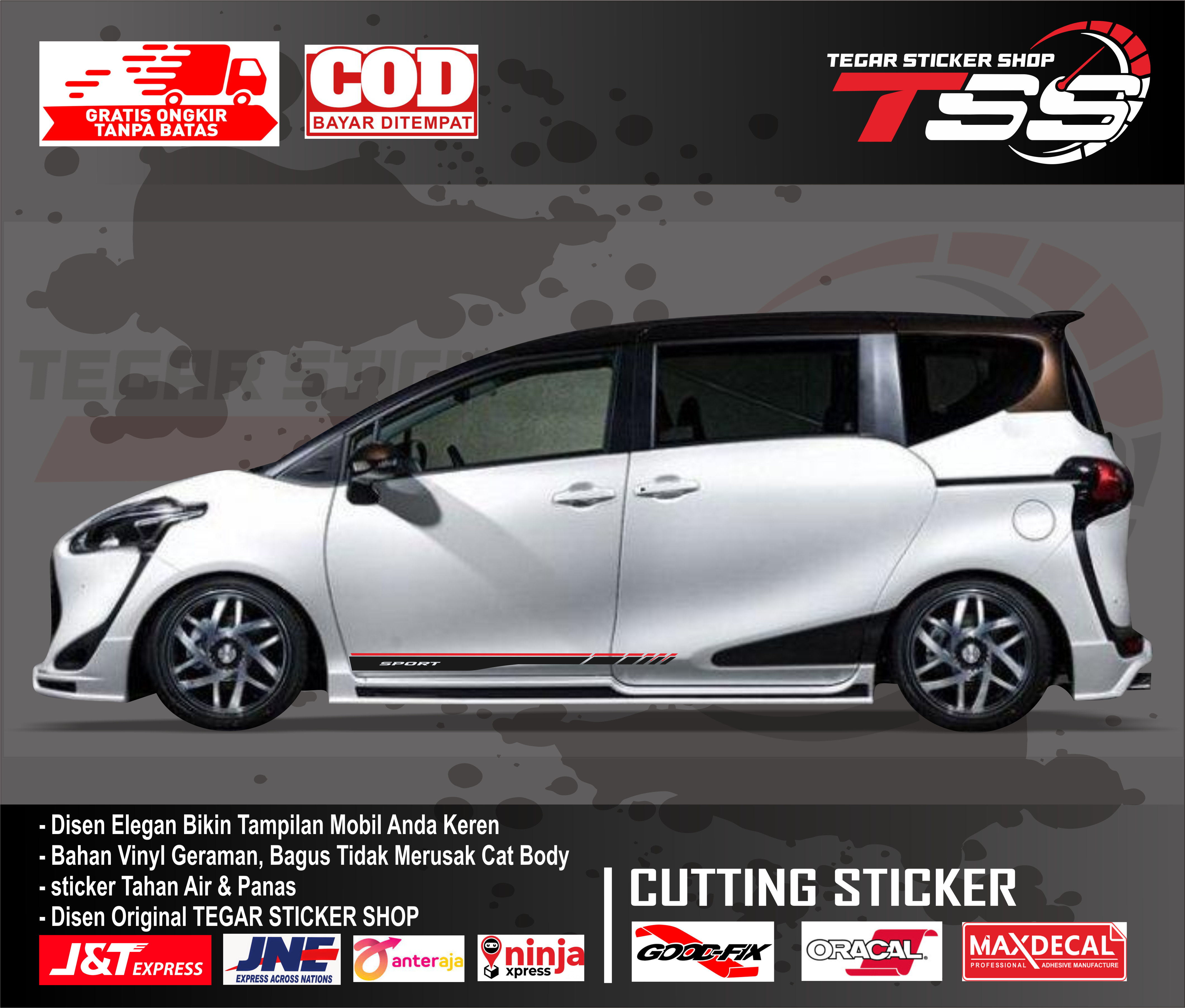 Sienta Car Stickers, Toyota Sienta Car Stickers, Cool Sienta Car Stickers, Car Body Variation Stickers Harga 61,000 rupiah*Gratis Ongkir