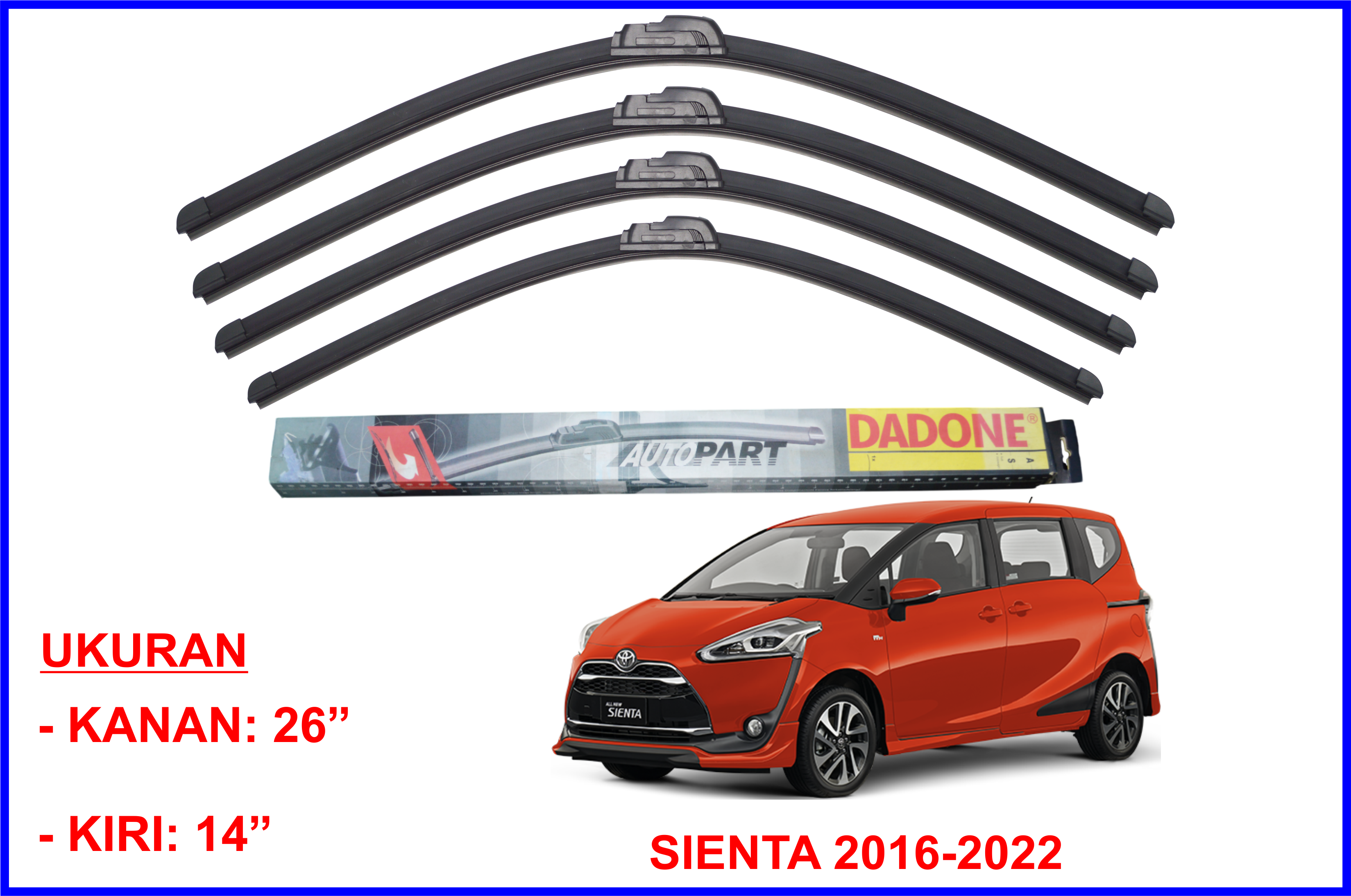WIPER BANANA TOYOTA SIENTA 2016 Harga 25,000 rupiah*Gratis Ongkir