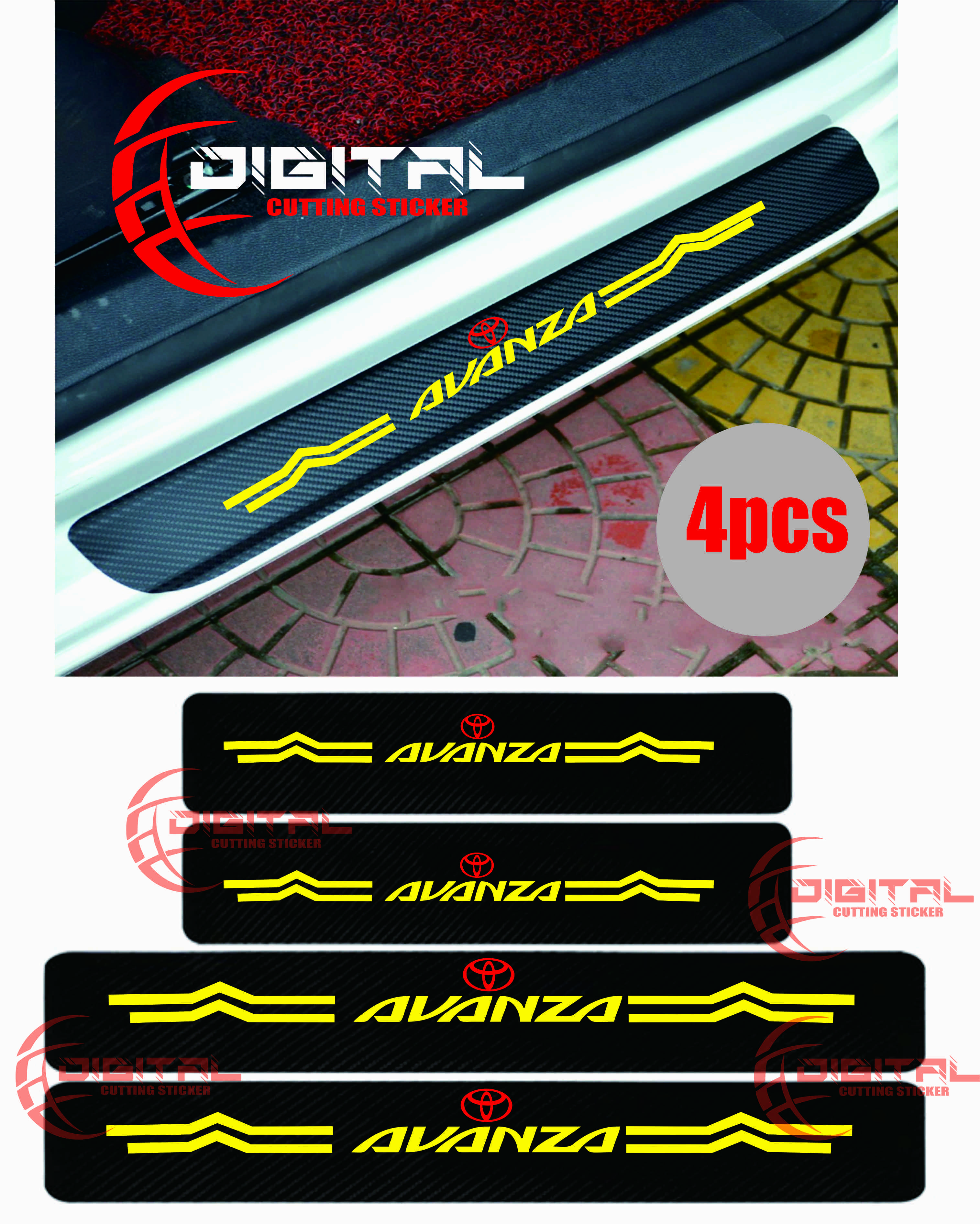 4pcs sticker carbon 3d stiker karbon mobil Avanza Xenia Toyota stiker list karbon Giá 50,000 Đồng*Miễn phí vận chuyển