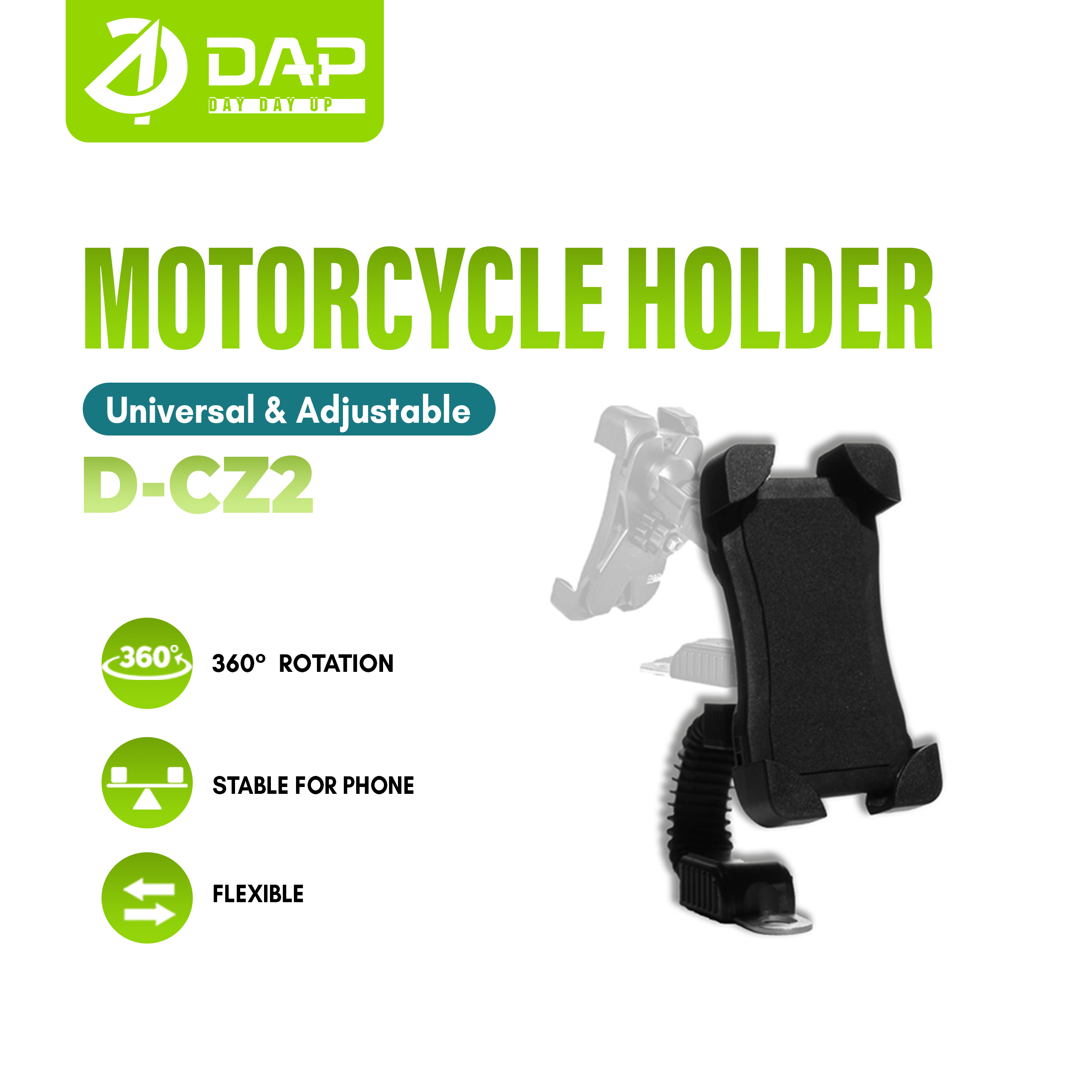 DAP Universal Motor Holder D-CZ2 360 Rotable For Smartphone iPhone Android Motor Holder Original Harga 47,300 rupiah*Gratis Ongkir