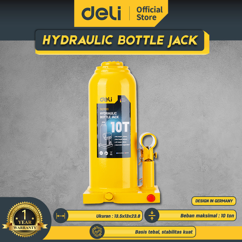 Deli Dongkrak Botol 10 Ton Hidrolik / Hydraulic Bottle Jack EDQ71010 Harga 426,630 rupiah*Gratis Ongkir