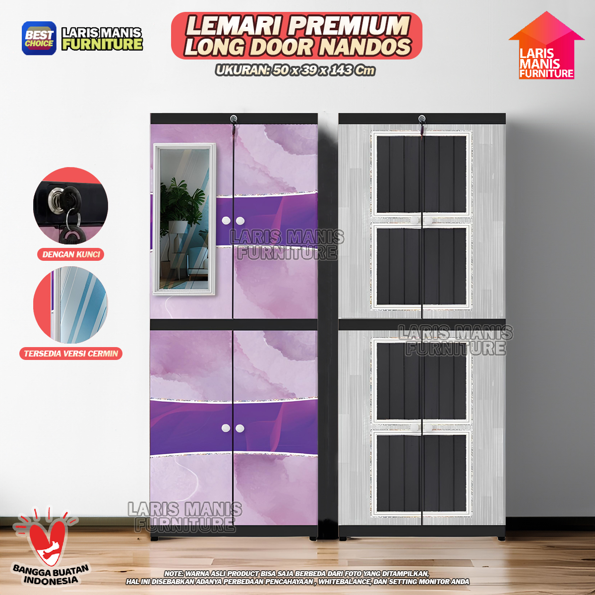 Minimalist Plastic Wardrobe Naiba Nandos Long Door Modern Scandinavian Wardrobe - Merek NAIBA Harga 225,000 rupiah*Gratis Ongkir