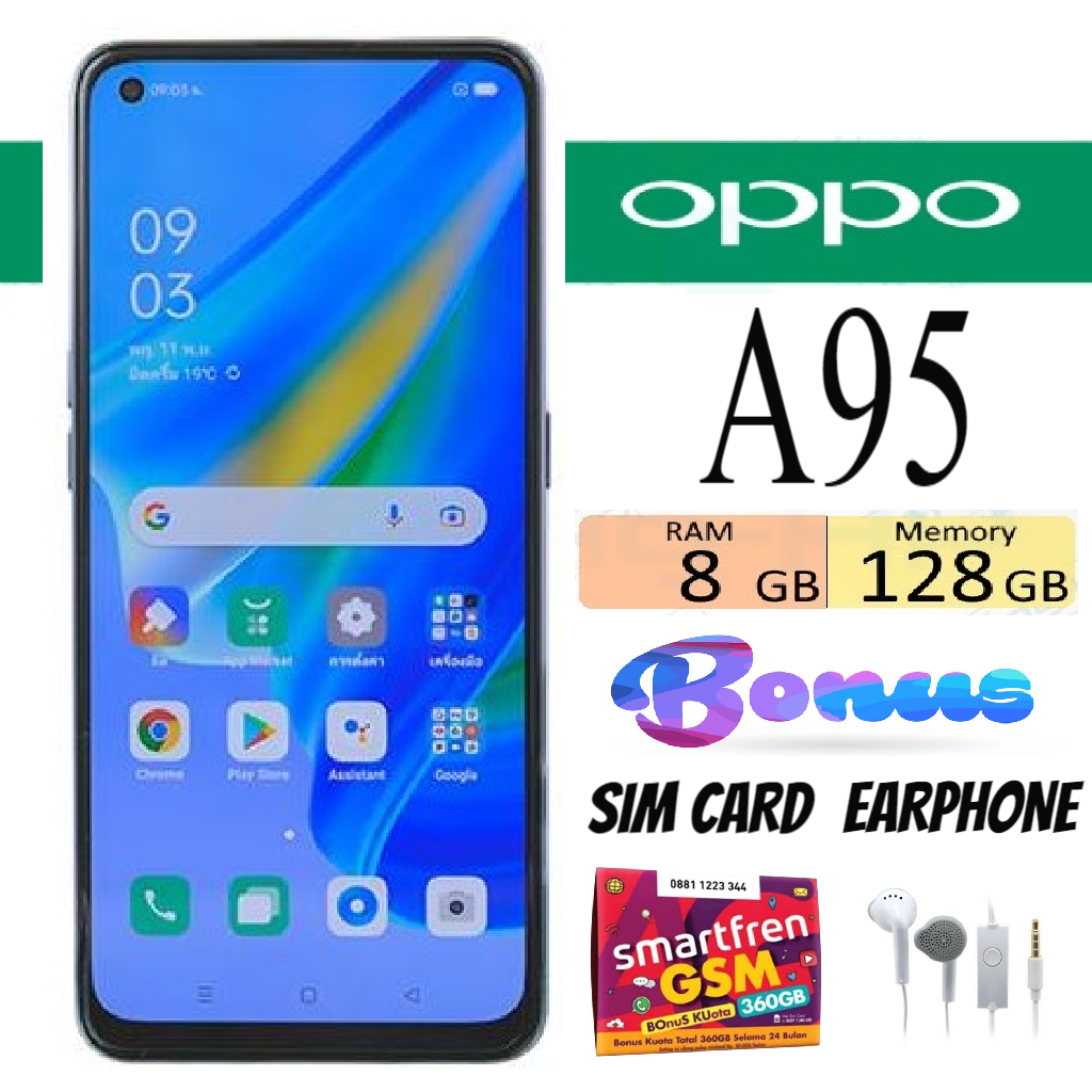 PROMO !!! HP OPPO A95 RAM 8 GB ROM 128 GB LIKE NEW - Free Sim Card Harga 2,130,000 rupiah*Gratis Ongkir
