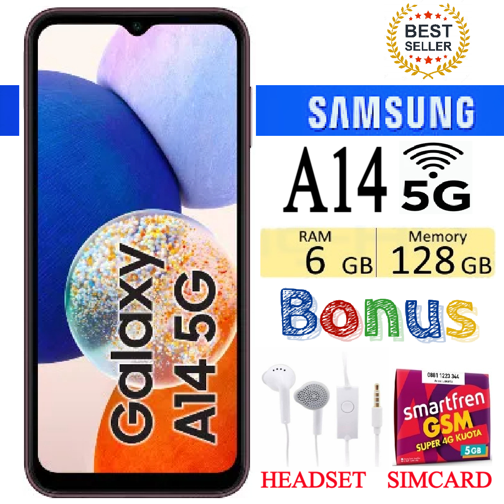 PROMO!!! SAMSUNG GALAXY A14 5G RAM 6/128 GB FULLSET Bergaransi - FREE SIMCARD Harga 1,810,000 rupiah*Gratis Ongkir