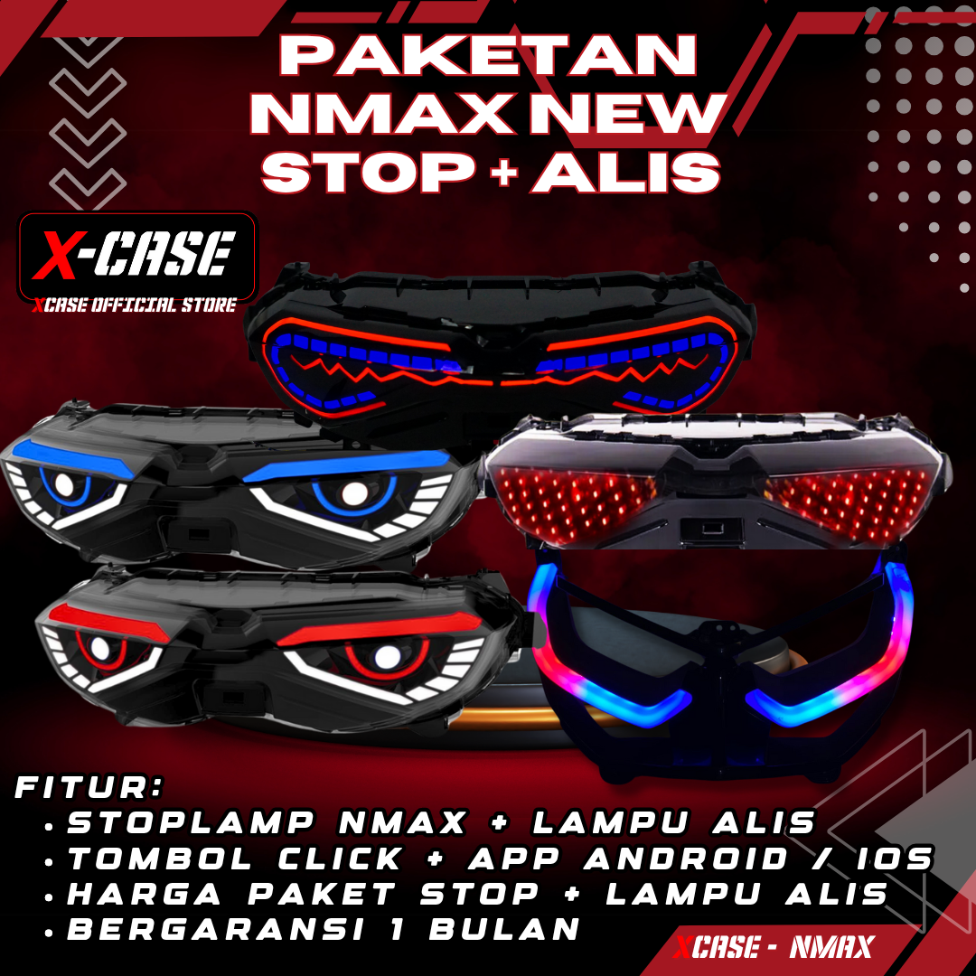 X-Case Paket Ganteng All New Nmax 2020 Stoplamp Plus Lampu Depan Alis RGB Lazy Sepasang Harga 160,000 rupiah*Gratis Ongkir