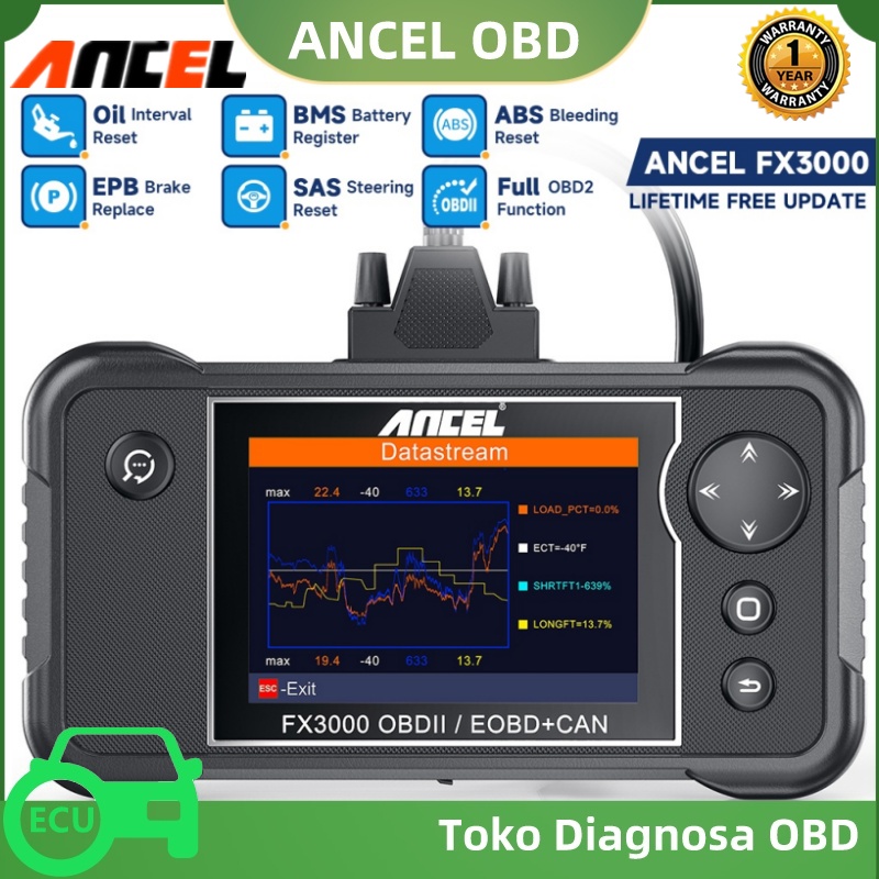 ANCEL FX3000 Elite OBD2 Scanner ABS SRS Transmission Engine 4 System Car Diagnostic Tool With ABS Oil EPB SAS BMS 5 Reset Automotive Check Engine Code Reader Auto Scan Tool For All Universal Cars WIFI Lifetime Free Update Harga 1,783,000 Ringgit*Penghantaran Percuma