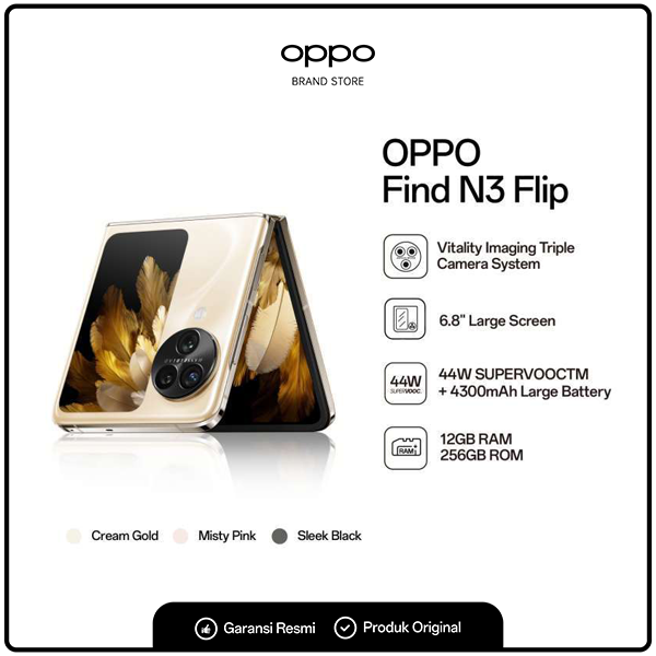 OPPO Find N3 Flip 12GB/256GB Harga  9,999,000 Ringgit*Penghantaran Percuma
