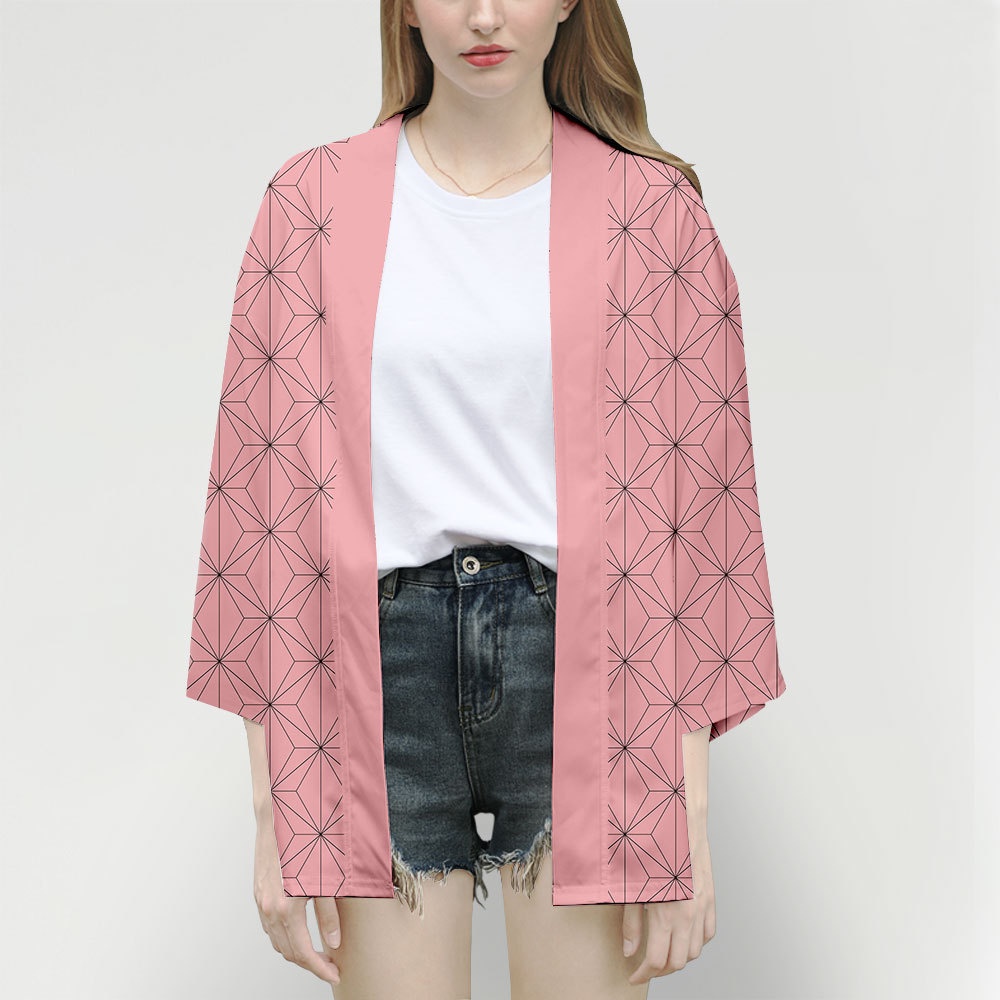 Demon Slayer Pink Women Men Kimono Loose Oversize Harajuku Kimono