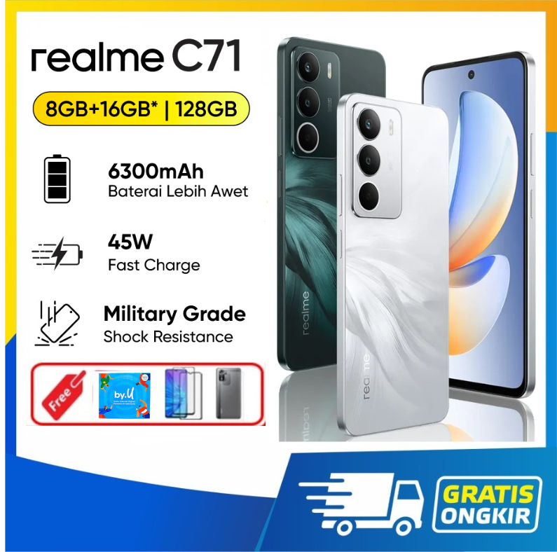 Realme C71 4+128Gb - 6+128Gb - 8+128Gb* | 120Hz Eye Comfort Display | Ai Experience | Nfc - 4/128 Gb, Promo Harga 1,438,400 rupiah*Gratis Ongkir