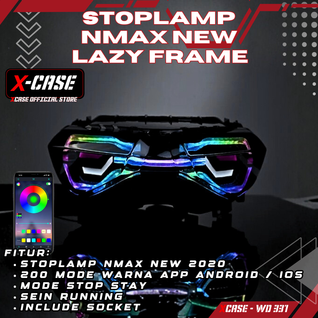 X-case stoplamp Nmax new slim frame Crystal RGB 200 mode app Android iOS WD 331 Harga 845,000 rupiah*Gratis Ongkir