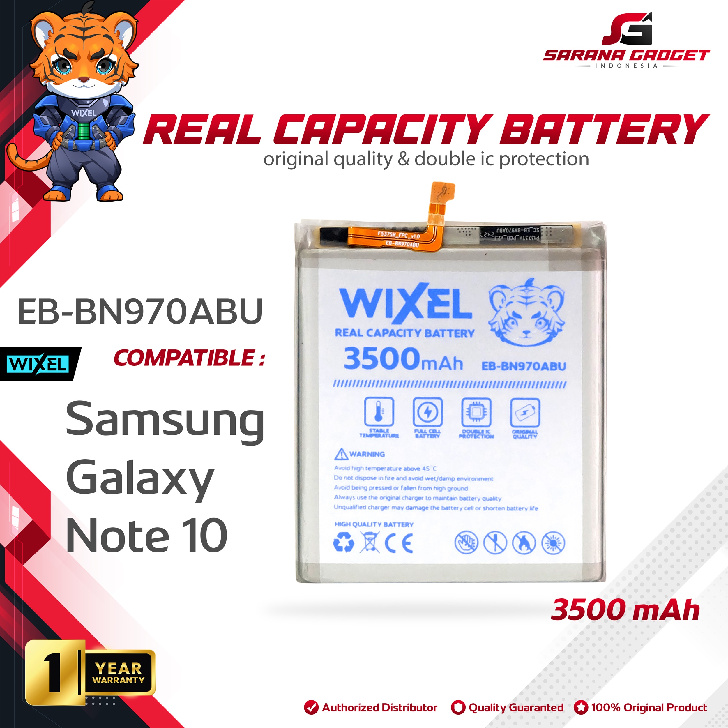 WIXEL Baterai EB-BN970ABU Samsung Galaxy Note 10 SM-N970F Double