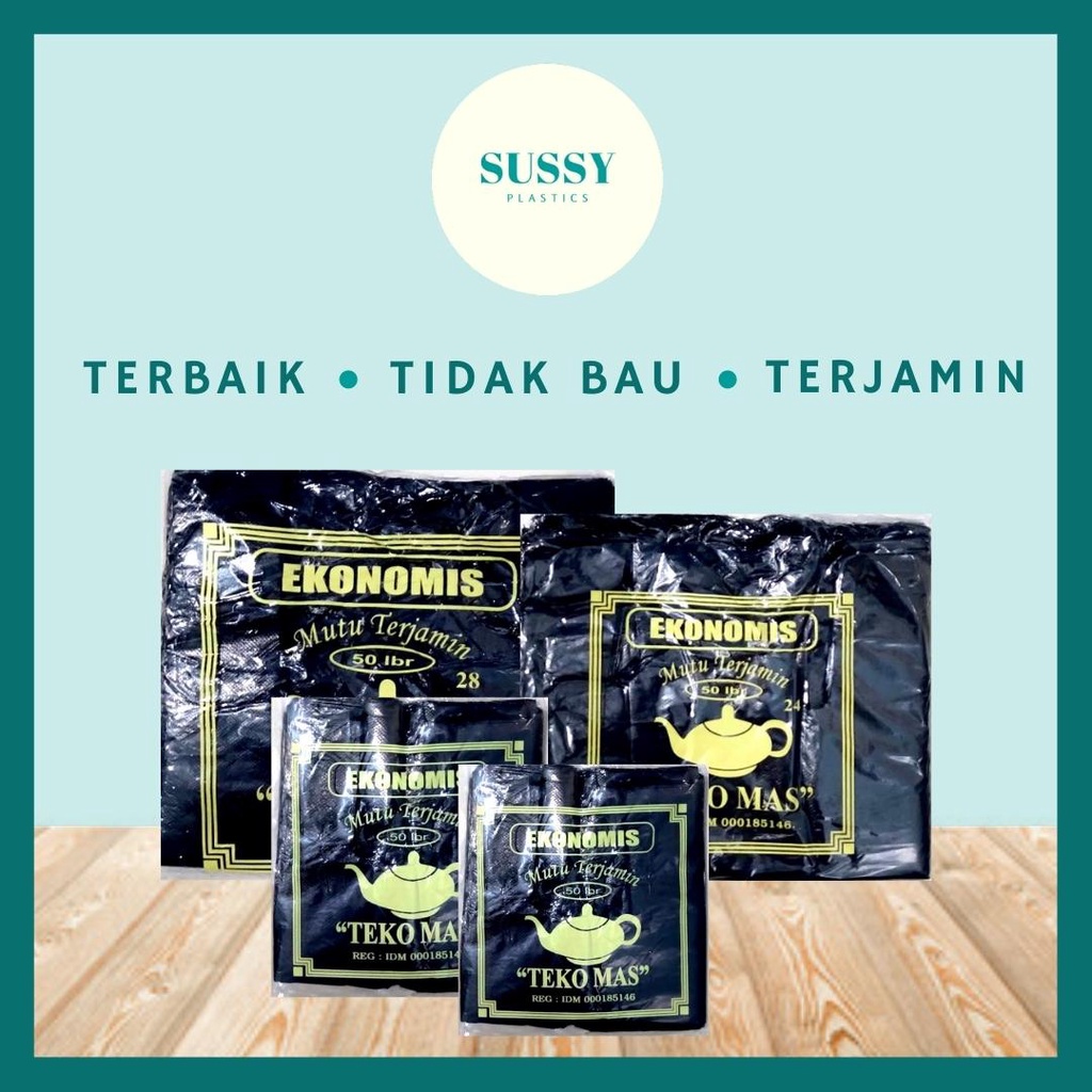 KANTONG PLASTIK KRESEK HITAM EKONOMIS UK 15-28 TEKO MAS ISI 50 LEMBAR Harga  2,900 rupiah*Gratis Ongkir