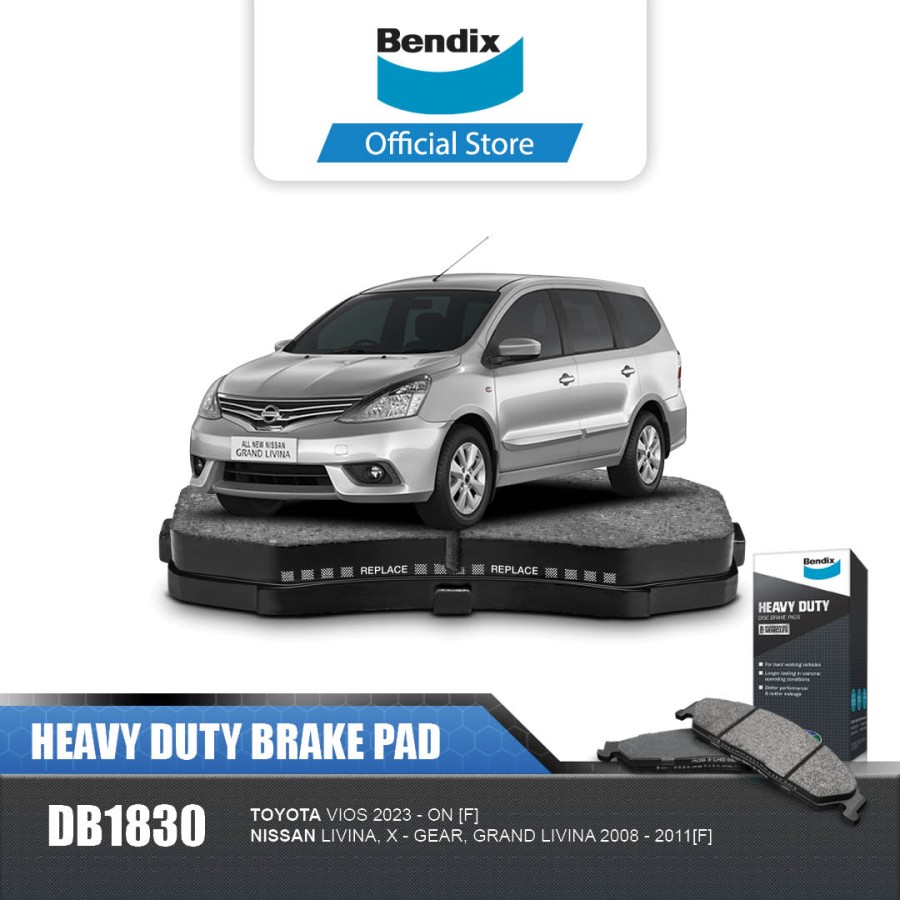 Bendix Kampas Rem Depan Brake Pad Mobil Nissan Grand Livina 2008-2011 - DB1830HD Harga 318,600 rupiah*Gratis Ongkir