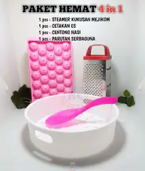 [Harga Hemat 4in1] Cetakan Es Batu Bulat 33 Slot Bahan Teba/ Alat Cetakan Puding Agar Jely / Tempat Cetakan Es Batu Terlariss + Steamer Kukusan 1,8 Liter Magicom + Parutan Serbaguna multyfungsi Stainless Stell + Centong Nasi Plastik Warna Warni Cantik