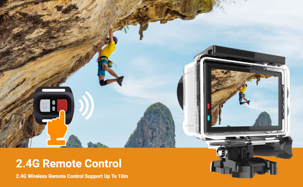 Yolansin Action Cam 4K 30FPS Con MicroSD 64GB | Fotocamera Subacquea 40M, Telecomando E Batterie - Foto 6