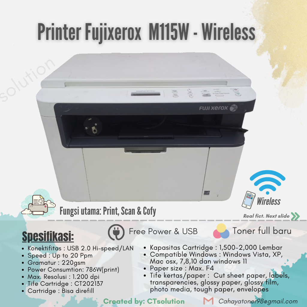 Printer Laserjet Fuji Xerox DocuPrint M115W Lazada Indonesia